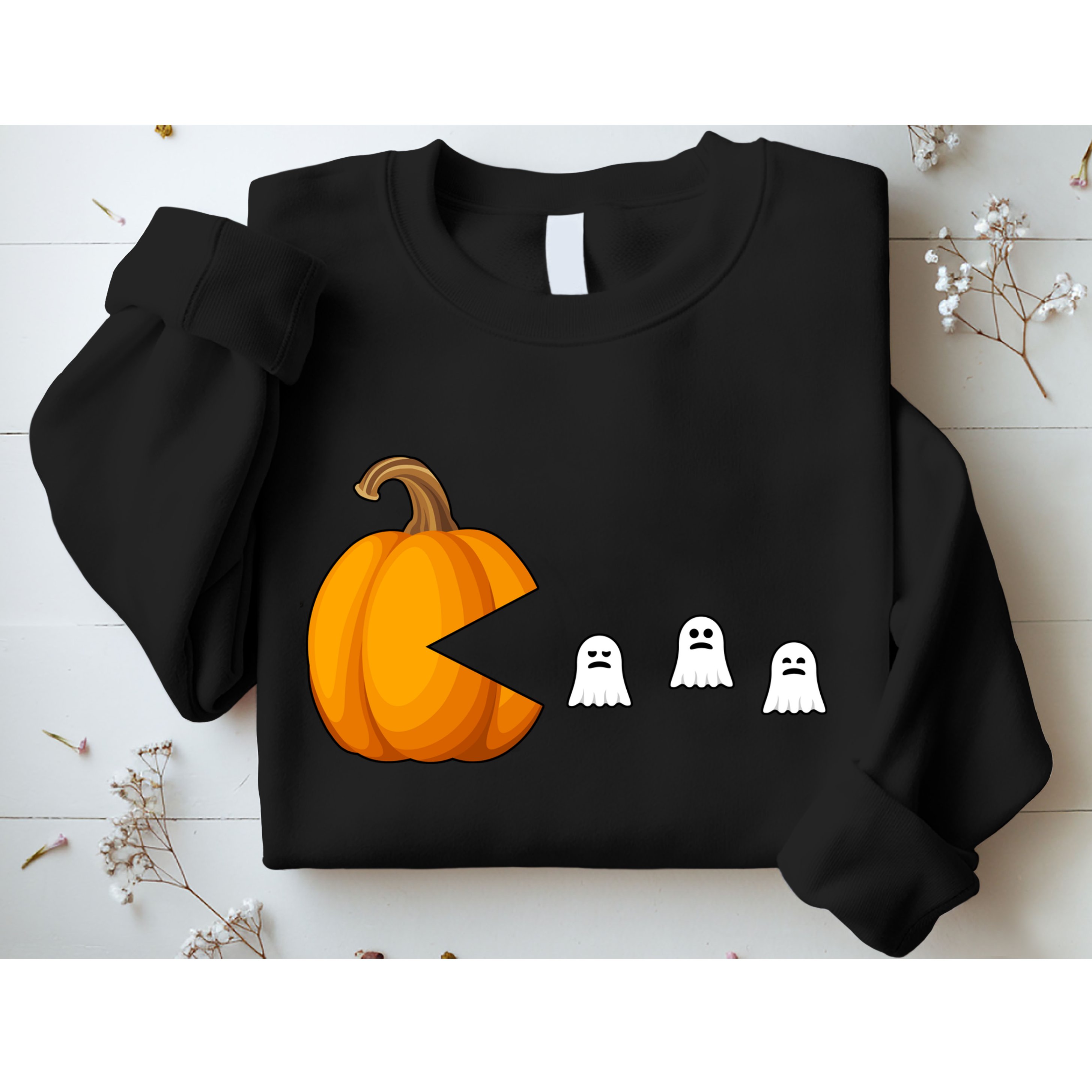 Pumpkin Ghosts Retro Pic Elated Sweatshirt
