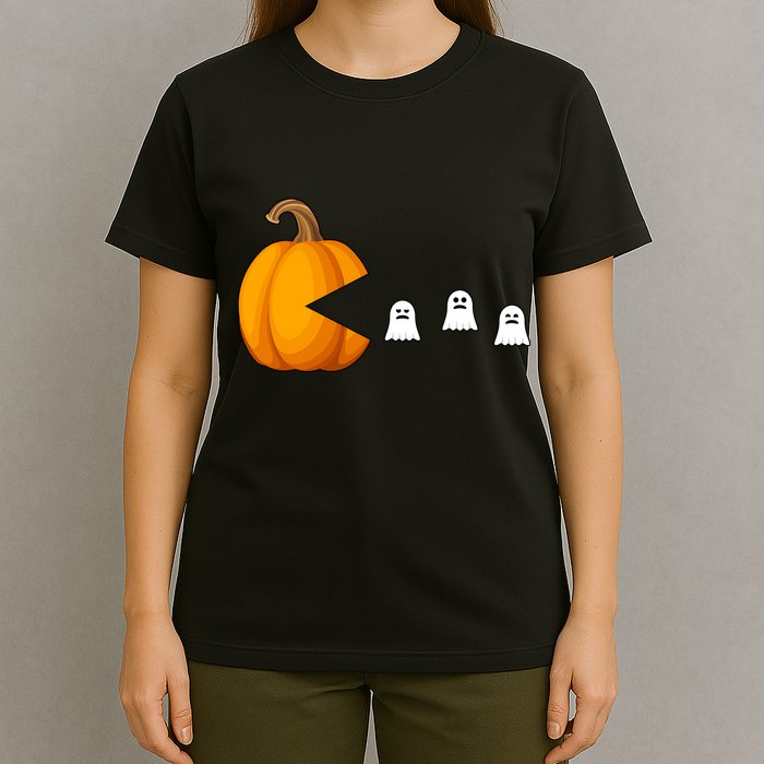Pumpkin Ghosts Retro Pic Elated T-Shirt