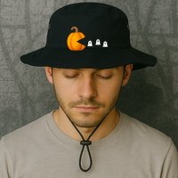 Pumpkin Ghosts Retro Pic Elated Bucket Hat