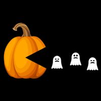Pumpkin Ghosts Retro Pic Elated Flatbill Hat