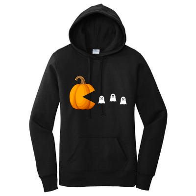 Pumpkin Ghosts Retro Pic Elated Women's Pullover Hoodie