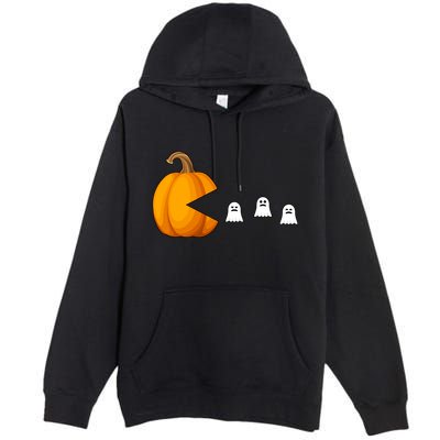 Pumpkin Ghosts Retro Pic Elated Premium Pullover Hoodie