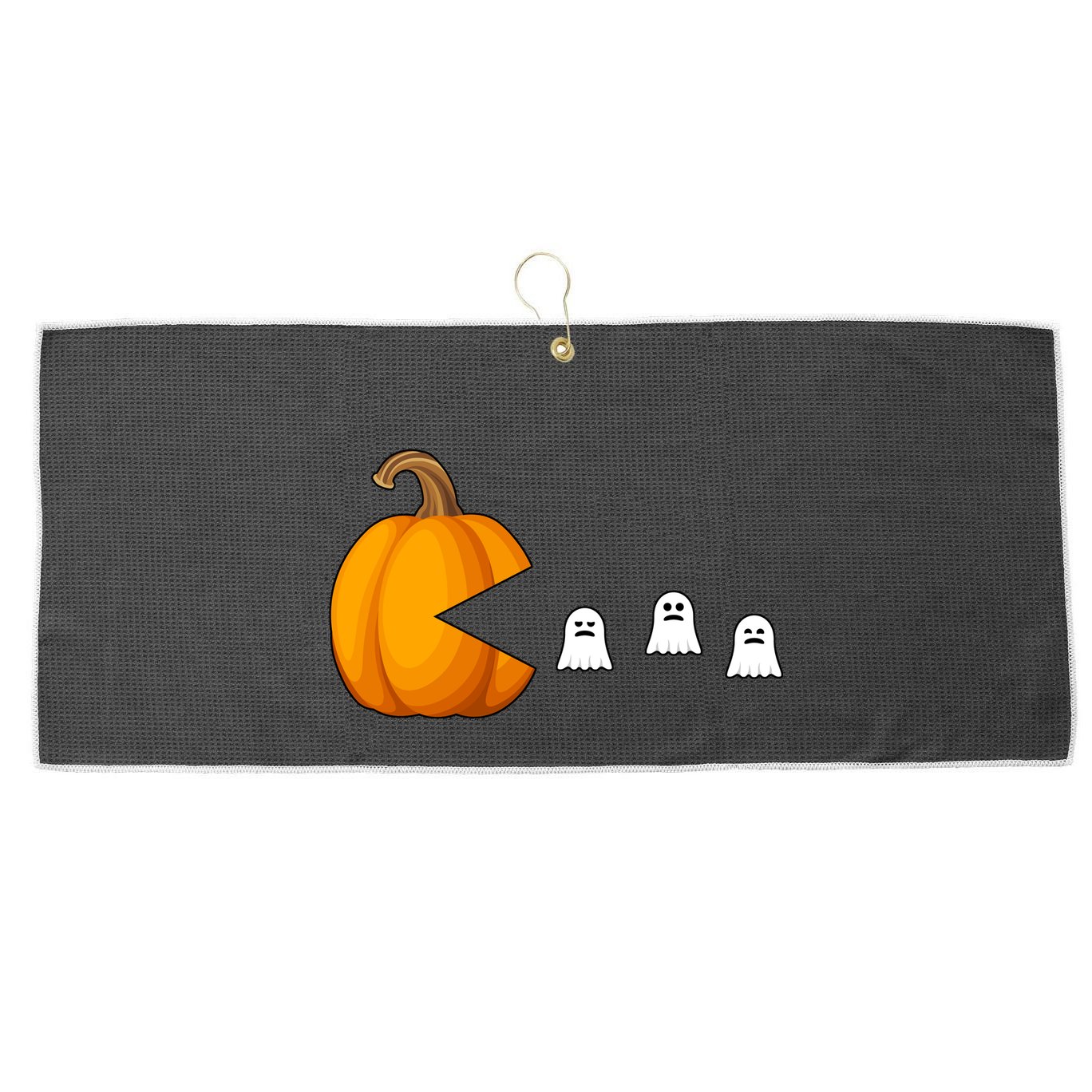 Pumpkin Ghosts Retro Pic Elated Large Microfiber Waffle Golf Towel