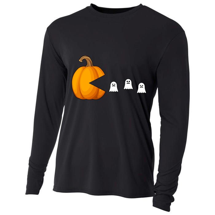 Pumpkin Ghosts Retro Pic Elated Cooling Performance Long Sleeve Crew