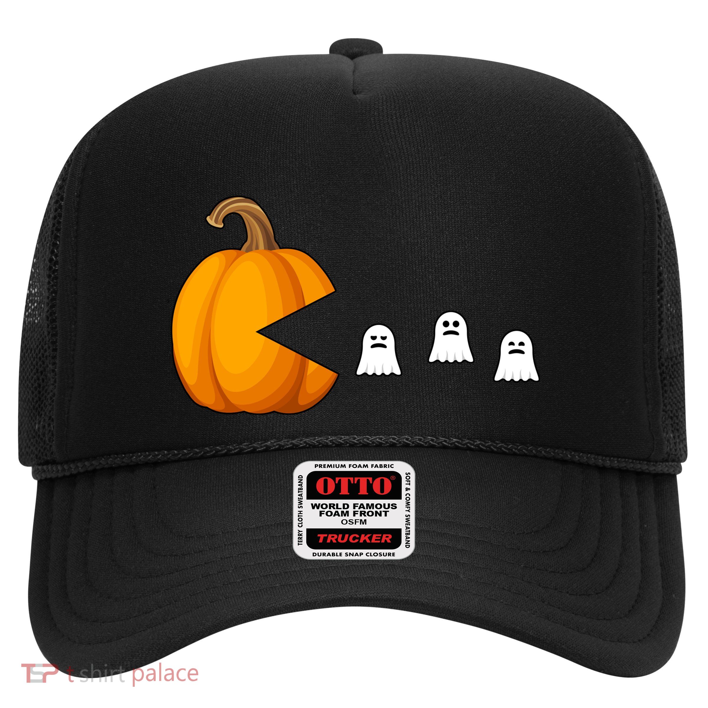 Pumpkin Ghosts Retro Pic Elated Trucker Hat