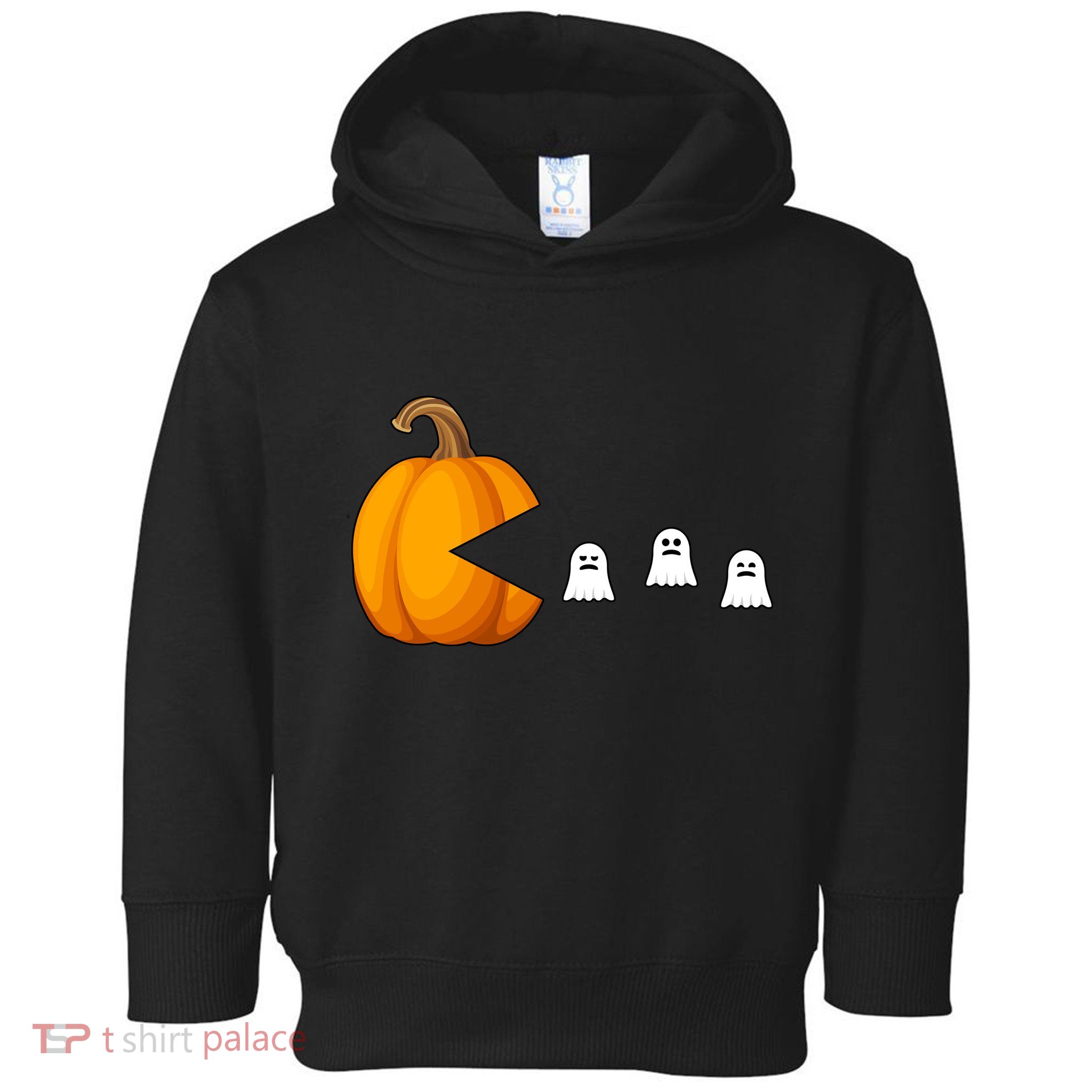 Pumpkin Ghosts Retro Pic Elated Toddler Hoodie