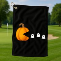 Pumpkin Ghosts Retro Pic Elated Golf Towel