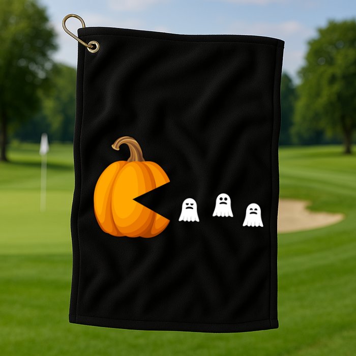 Pumpkin Ghosts Retro Pic Elated Golf Towel