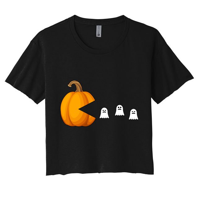 Pumpkin Ghosts Retro Pic Elated Crop Top