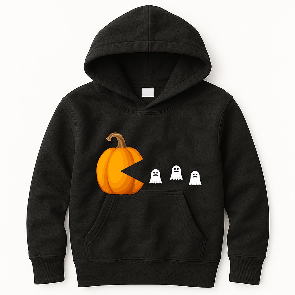 Pumpkin Ghosts Retro Pic Elated Kids Hoodie
