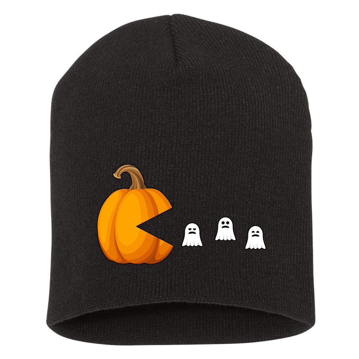 Pumpkin Ghosts Retro Pic Elated Short Acrylic Beanie