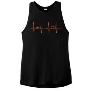 Pumpkin Halloween Heartbeat Pulse Ladies PosiCharge Tri-Blend Wicking Tank