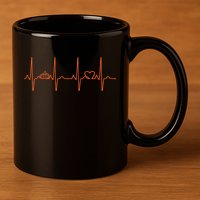 Pumpkin Halloween Heartbeat Pulse 11oz C Handle Ceramic Mug