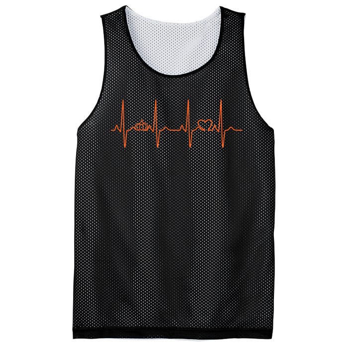 Pumpkin Halloween Heartbeat Pulse Mesh Reversible Basketball Jersey Tank