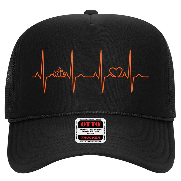 Pumpkin Halloween Heartbeat Pulse Trucker Hat
