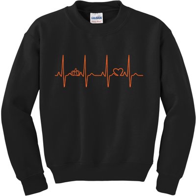 Pumpkin Halloween Heartbeat Pulse Kids Sweatshirt