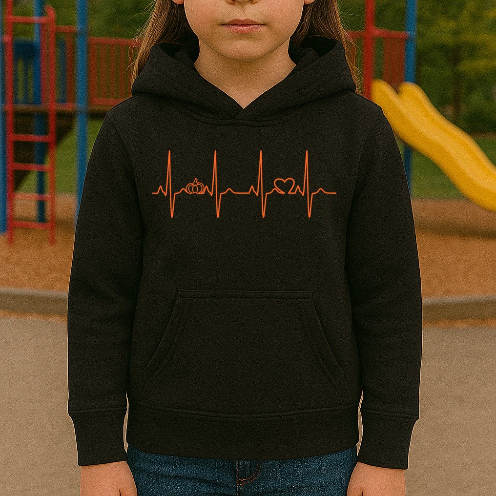 Pumpkin Halloween Heartbeat Pulse Kids Hoodie