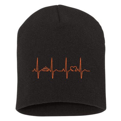 Pumpkin Halloween Heartbeat Pulse Short Acrylic Beanie