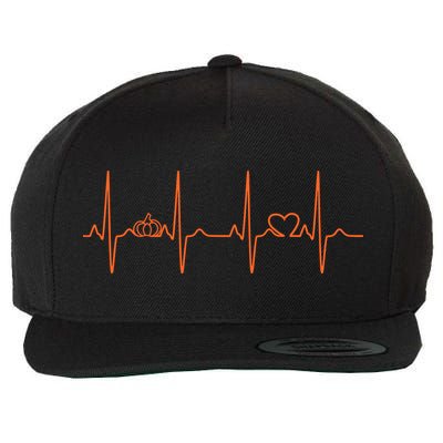 Pumpkin Halloween Heartbeat Pulse Wool Snapback Cap