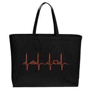 Pumpkin Halloween Heartbeat Pulse Cotton Canvas Jumbo Tote