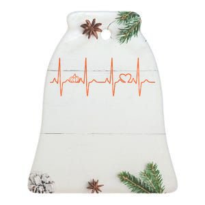 Pumpkin Halloween Heartbeat Pulse Ceramic Bell Ornament