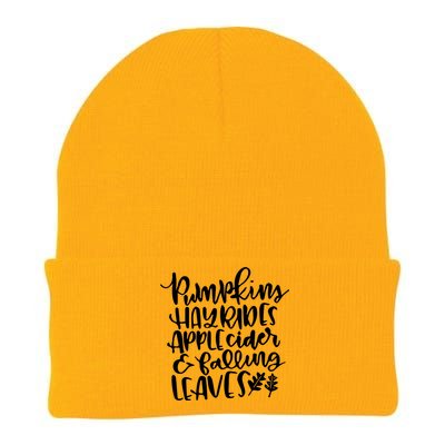 Pumpkin Hayrides Apple cider Falling Leaves Knit Cap Winter Beanie