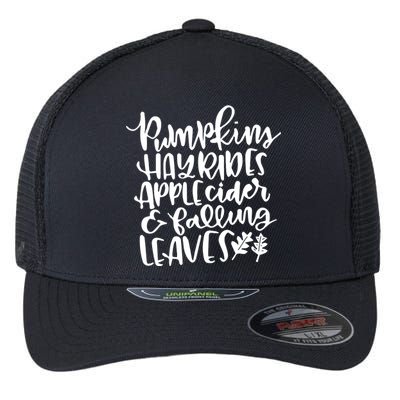 Pumpkin Hayrides Apple cider Falling Leaves Flexfit Unipanel Trucker Cap