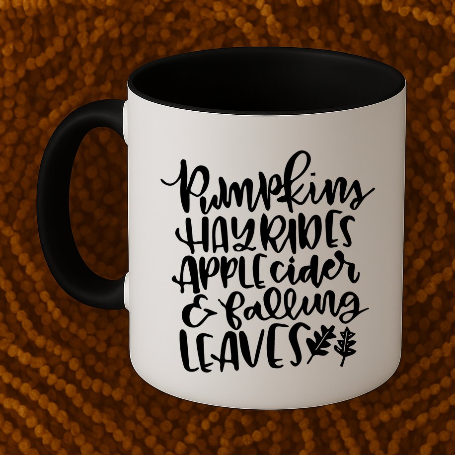 Pumpkin Hayrides Apple cider Falling Leaves Mug