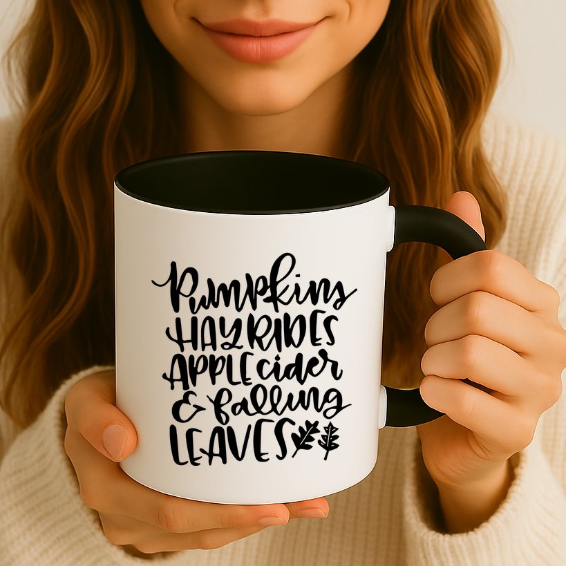 Pumpkin Hayrides Apple cider Falling Leaves Mug