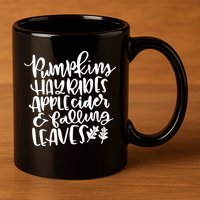 Pumpkin Hayrides Apple cider Falling Leaves 11oz C Handle Ceramic Mug