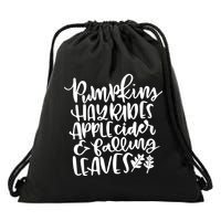 Pumpkin Hayrides Apple cider Falling Leaves Drawstring Bag