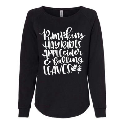 Pumpkin Hayrides Apple cider Falling Leaves Womens California Wash Sweatshirt