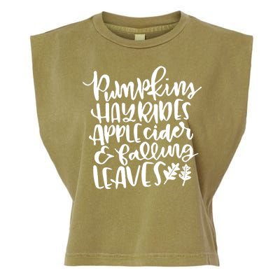 Pumpkin Hayrides Apple cider Falling Leaves Garment-Dyed Women's Muscle Tee