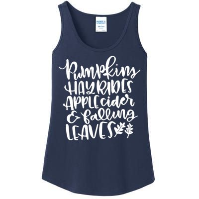 Pumpkin Hayrides Apple cider Falling Leaves Ladies Essential Tank