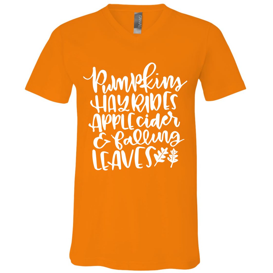 Pumpkin Hayrides Apple cider Falling Leaves V-Neck T-Shirt