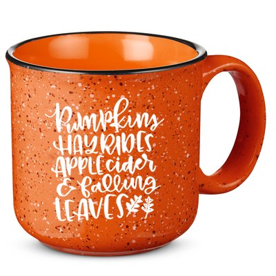 Pumpkin Hayrides Apple cider Falling Leaves 15oz Campfire Ceramic Mug