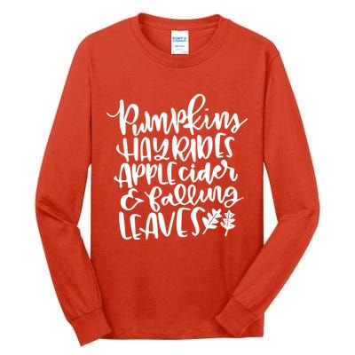 Pumpkin Hayrides Apple cider Falling Leaves Tall Long Sleeve T-Shirt
