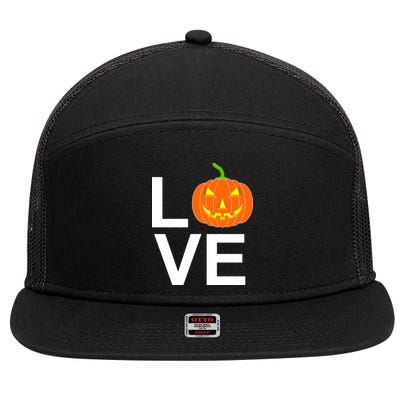 Pumpkin Love Halloween 7 Panel Mesh Trucker Snapback Hat