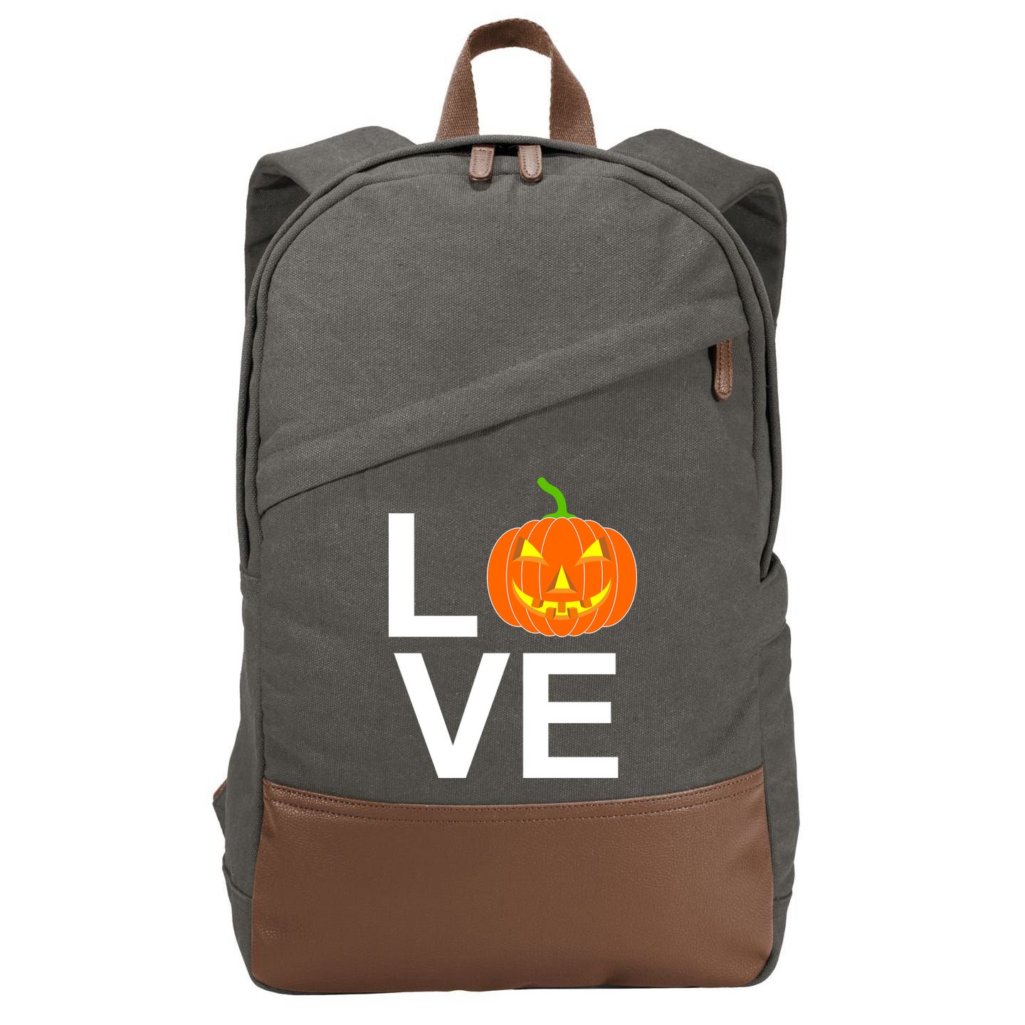 Pumpkin Love Halloween Cotton Canvas Backpack