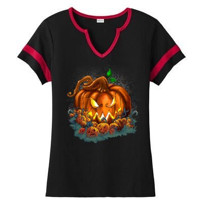 Pumpkin Patch Halloween Ladies Halftime Notch Neck Tee