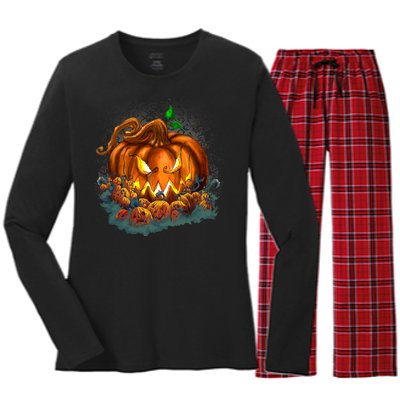 Pumpkin Patch Halloween Women's Long Sleeve Flannel Pajama Set 