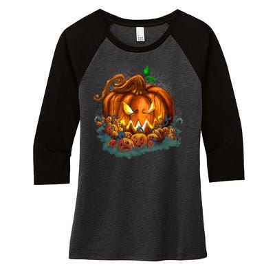 Pumpkin Patch Halloween Women's Tri-Blend 3/4-Sleeve Raglan Shirt