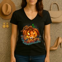 Pumpkin Patch Halloween Women's V-Neck T-Shirt