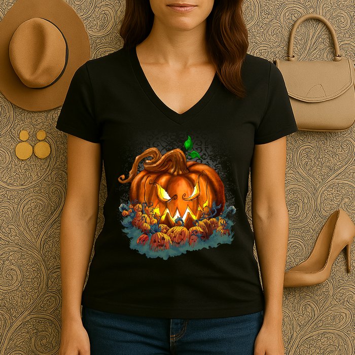 Pumpkin Patch Halloween Women's V-Neck T-Shirt