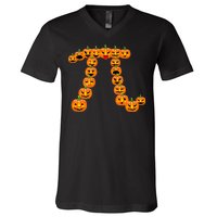 Pumpkin Pi Emoji's Halloween Math 3.14 V-Neck T-Shirt