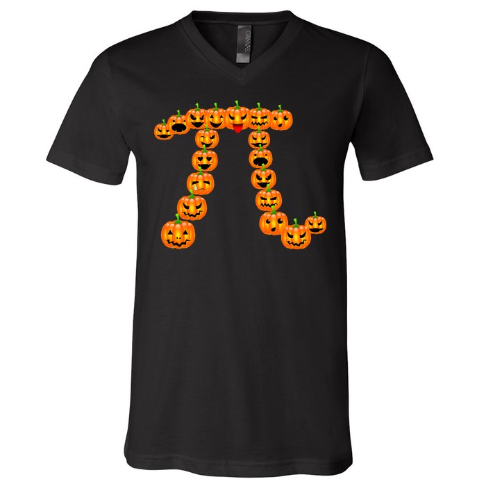 Pumpkin Pi Emoji's Halloween Math 3.14 V-Neck T-Shirt