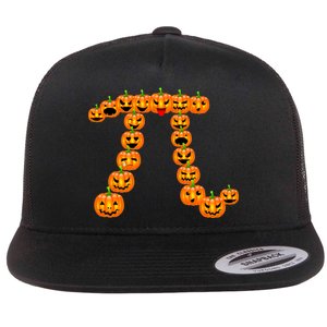 Pumpkin Pi Emoji's Halloween Math 3.14 Flat Bill Trucker Hat