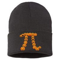 Pumpkin Pi Emoji's Halloween Math 3.14 Sustainable Knit Beanie