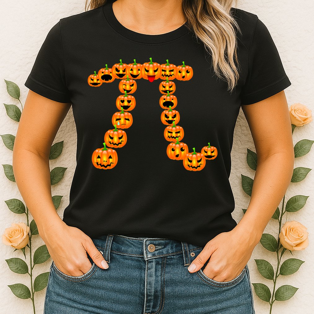 Pumpkin Pi Emoji's Halloween Math 3.14 Womens T-Shirt