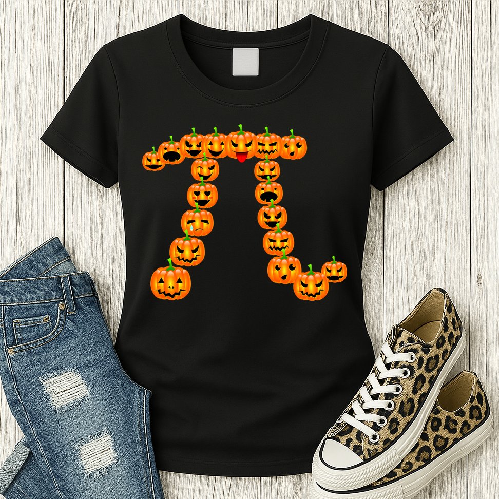 Pumpkin Pi Emoji's Halloween Math 3.14 Womens T-Shirt